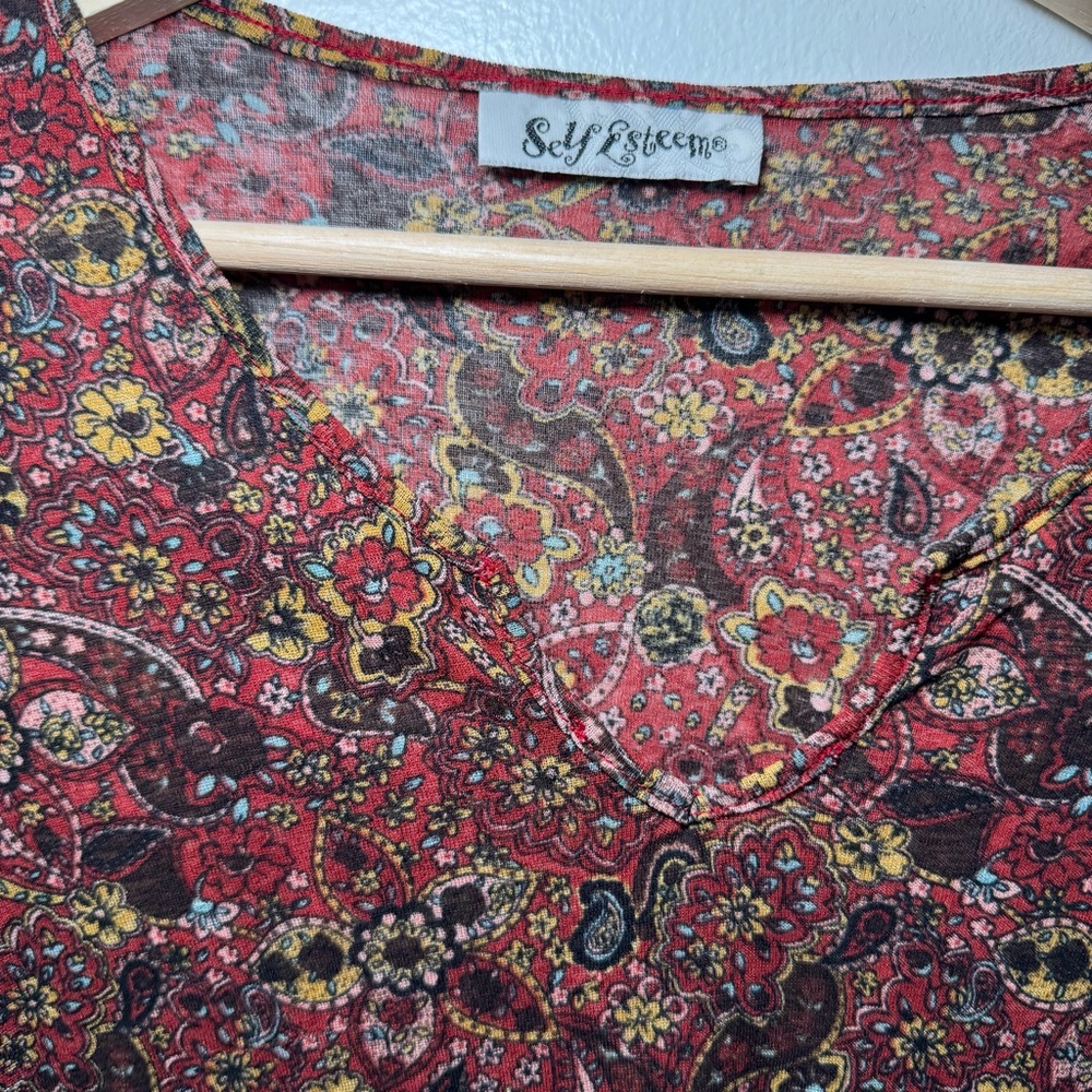 Vintage 90s y2k self esteem Paisley Flower long sleeve blouse Small - Picture 2 of 6